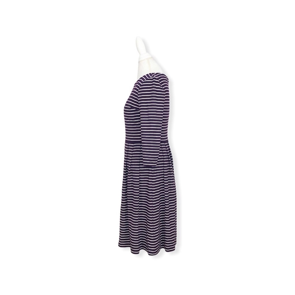 Coldwater Creek Women’s Midi dress Stripe 3/4 sleeves Purple and Cream 6 - Picture 3 of 7